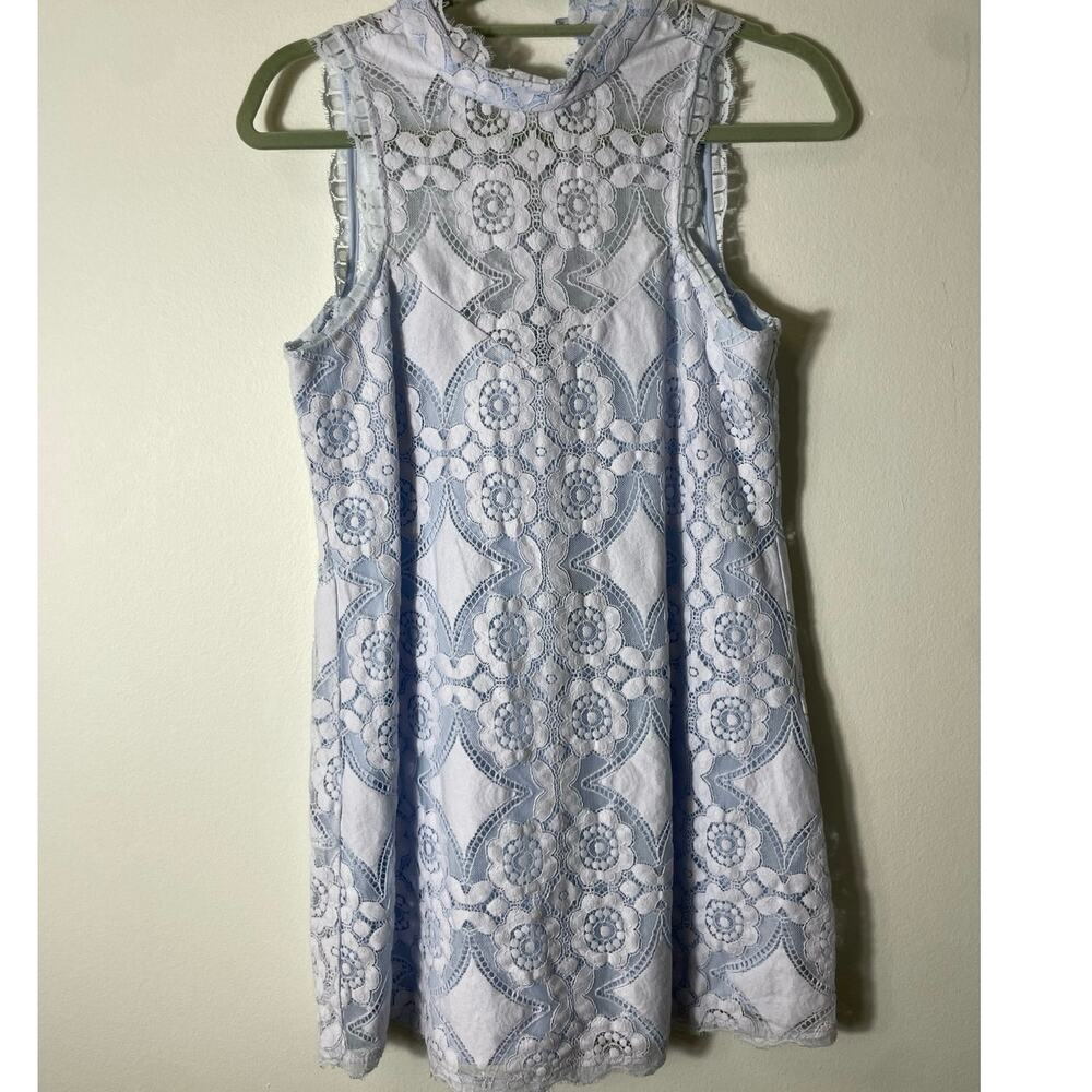 Saylor Lace Midi Dress in Light Blue Hazel